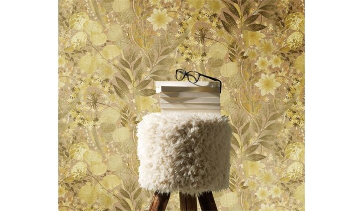 Erismann Vliestapete10506-20 Secret Garden Blätter gold