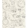 Rasch Vliestapete 649208 Clocks and Stamps