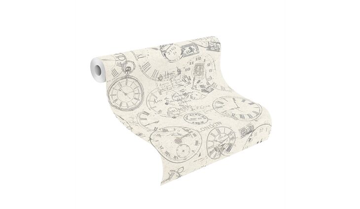 Rasch Vliestapete 649208 Clocks and Stamps